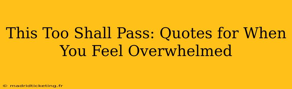 This Too Shall Pass: Quotes for When You Feel Overwhelmed